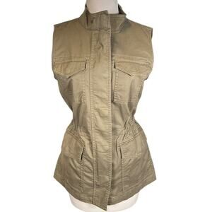 Banana Republic Sage Green Utility Peplum Vest Size Small Drawstring Waist